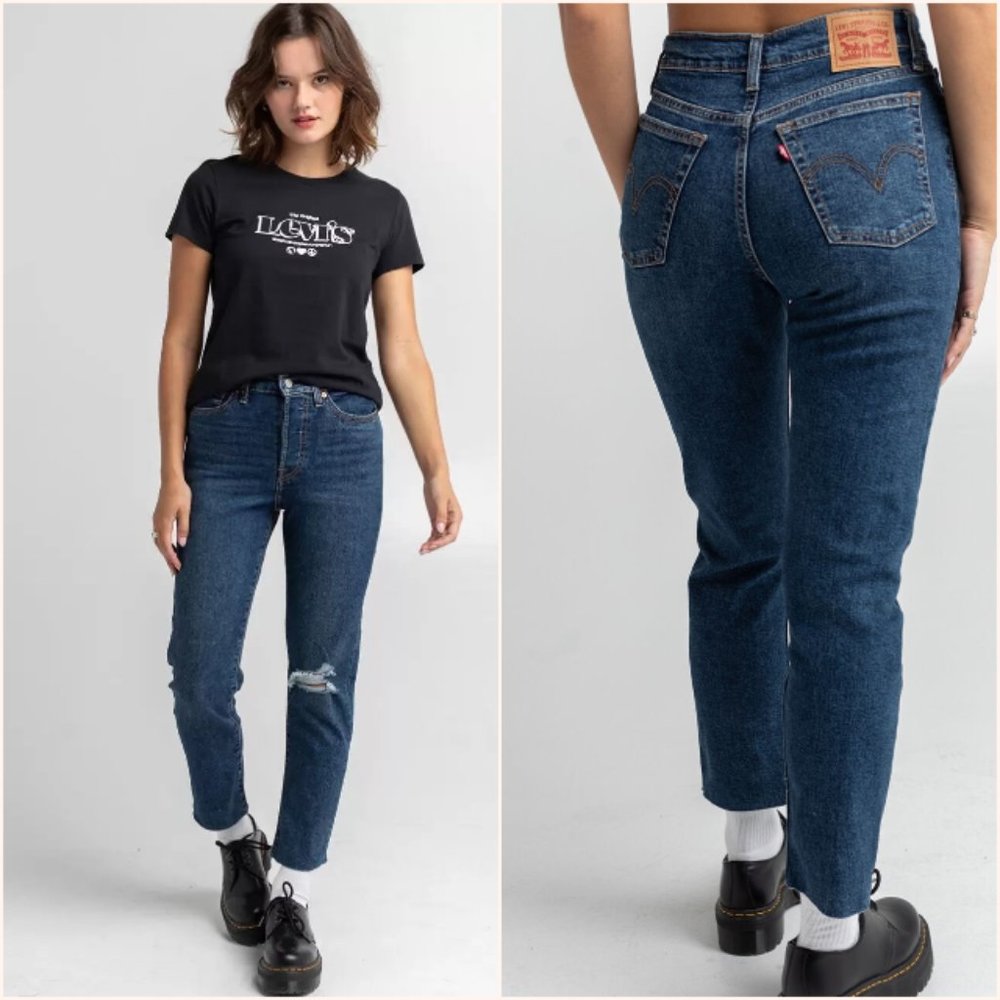 NWT Levi's Wedgie Fit Straight Leg High Rise Jeans Medium Destructed Size 29